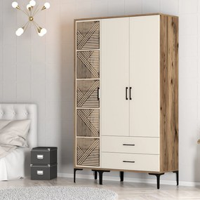 Τριφυλλη Ντουλαπα Καρυδια/Κρεμ SOLANO 47.5x120x201.4