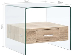 vidaXL Τραπεζάκι Σαλονιού με Συρτάρι 50 x 50 x 45 εκ. από Ψημένο Γυαλί