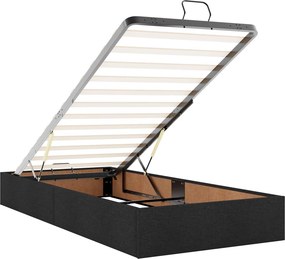 vidaXL Κρεβάτι Ottoman με στρώμα με κεφαλάρι 2 τμχ. Μαύρο Ύφασμα