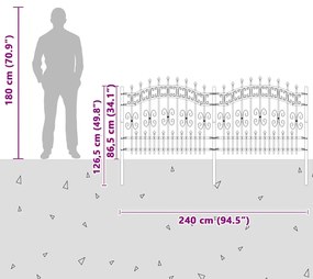 vidaXL Φράχτης κήπου Γκρι 140 cm Ατσάλι με Επικάλυψη Πούδρας