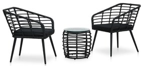 vidaXL Σετ Επίπλων Bistro 3 Τεμαχίων Μαύρο από Συνθετικό Ρατάν