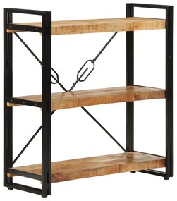 vidaXL Βιβλιοθήκη με 3 Επίπεδα 77x30x80 εκ Μασίφ Ξύλο Μάνγκο &amp; Σίδηρος