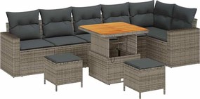 vidaXL Σετ Καναπέ Κήπου 9 pcs Γκρι συνθετικό ρατάν