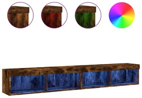 vidaXL Έπιπλα Τηλεόρασης με LED 2 τεμ. Καπνιστή Δρυς 100 x 30 x 30 εκ.