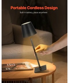 VEVOR Cordless Table Lamp 2-Pack 5200mAh Rechargeable Battery Desk Lamp Black