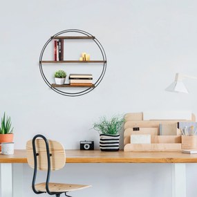 Ράφι Τοίχου Μαύρο / Καρυδιά TULIPA 60x15x60