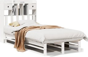 vidaXL Κρεβάτι Βιβλιοθήκη Χωρίς Στρώμα Λευκό 75x190 εκ Μασίφ Πεύκο