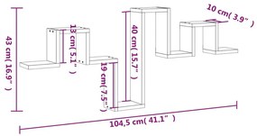 Ράφι Τοίχου Γκρι Σκυροδέματος 104,5x10x43 εκ. από Επεξ. Ξύλο - Γκρι