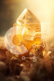 Σετ των 2 Intra Συλλεκτικό Ξύλινο Παζλ Plywood 4mm - Φυσικό κίτρινο κρύσταλλο σε βράχους και ορυκτά Σε Ξύλινο Κουτί - Διαστάσεις: 10x10 cm – 25 κομμάτια