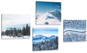 Σετ εικόνων η ομορφιά της χιονισμένης φύσης - 4x 60x60