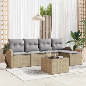 vidaXL Σετ Καναπέ Κήπου 6 pcs Μπεζ συνθετικό ρατάν