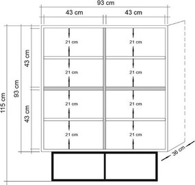 Ντουλάπι Atlantic Πεύκο / Μαύρο MOCRON 93x36x115