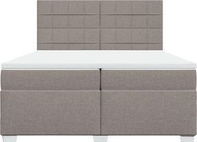 vidaXL Κρεβάτι Boxspring με Στρώμα Taupe 200x200 εκ. Υφασμάτινο