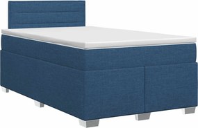 vidaXL Κρεβάτι box spring με στρώμα Μπλε 120 x 190 cm Ύφασμα