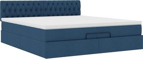 vidaXL Οθωμανικό κρεβάτι με στρώμα μπλε 200x200 cm ύφασμα