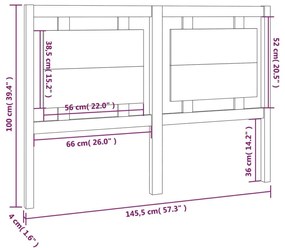 Κεφαλάρι Κρεβατιού Μελί 145,5x4x100 εκ. από Μασίφ Ξύλο Πεύκου - Καφέ