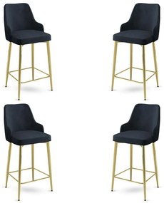 Σκαμπό Μπαρ Enox Babyface (Σετ 4Τμχ) 240CHR1345 45x43x105cm Anthracite-Gold Μέταλλο,Ύφασμα