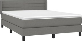 vidaXL Κρεβάτι Boxspring με Στρώμα Σκούρο Γκρι 140x200 εκ Υφασμάτινο