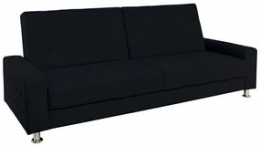 Καναπές κρεβάτι Mesa 189, Λειτουργία ύπνου, Μαύρο, 217x80x81cm, Πόδια: Μέταλλο