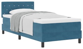 vidaXL Κρεβάτι με Στρώμα  Ψηλό Μπλε 90x200 cm Βελούδο