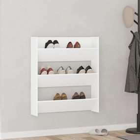 vidaXL Παπουτσοθήκη Τοίχου Λευκή 80 x 18 x 90 εκ. από Επεξ. Ξύλο