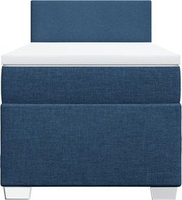 vidaXL Κρεβάτι Boxspring με Στρώμα Μπλε 80x200 εκ. Υφασμάτινο