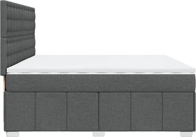 vidaXL Κρεβάτι Boxspring με Στρώμα Σκούρο Γκρι 200x200 εκ. Υφασμάτινο
