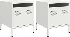 vidaXL Κομοδίνα 2 τεμάχια Λευκό 35x39x43,5 cm Ατσάλι
