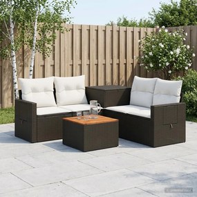 vidaXL Σετ Καναπέ 6 τμχ. Μαύρο και Κρεμ Λευκό 55 x 55 x 37 εκ