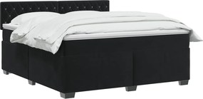 vidaXL Κρεβάτι box spring με στρώμα Μαύρο 140 x 200 cm Βελούδο