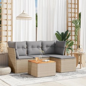 vidaXL Patio Sofa Set 4-θέσια Μίξη μπεζ και ανοιχτό γκρι