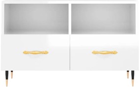 vidaXL Έπιπλο Τηλεόρασης Γυαλ. Λευκό 80x36x50 εκ. Επεξεργασμένο Ξύλο