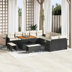 vidaXL Σετ Καναπέ Κήπου 13 pcs Μαύρο συνθετικό ρατάν