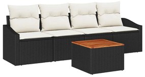 vidaXL Σετ Καναπέ Κήπου 5 pcs Μαύρος, λευκός