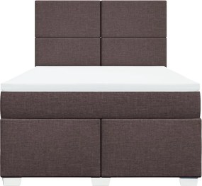 vidaXL Κρεβάτι Boxspring με Στρώμα Σκούρο Καφέ 160x200 εκ Υφασμάτινο