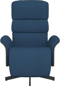 vidaXL Πολυθρόνα Ανακλινόμενη με Υποπόδιο Μπλε Υφασμάτινη