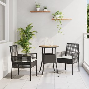 vidaXL Σετ Τραπεζαρίας Κήπου 3 Τεμαχίων Μαύρο Συνθετικό Ρατάν