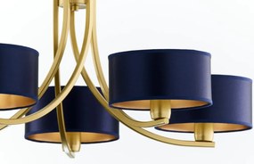 Κρεμαστό Πολύφωτο Arthur Φ75cm Χρυσό με Μπλε Ύφασμα