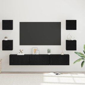 vidaXL Σετ επίπλου τηλεόρασης Επιτοίχιο 7 pcs Μαύρη δρυς