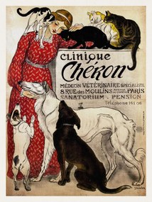 Αναπαραγωγή Clinique Cheron, Cats & Dogs (Distressed Vintage French Poster) - Théophile Steinlen