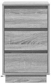 vidaXL Κομοδίνο με LED Γκρι Σονομά 39x34.5x65 εκ. Επεξεργασμένο Ξύλο