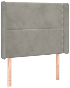 Κεφαλάρι με Πτερύγια Ανοιχτό Γκρι 93x16x118/128 εκ. Βελούδινο 3119476