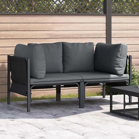 vidaXL Εξωτερικά Έπιπλα με μαξιλάρι με μαξιλάρι 2 pcs Ανθρακί Ατσάλι