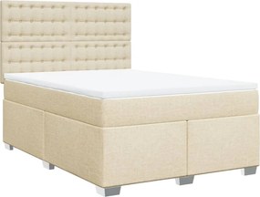 vidaXL Κρεβάτι Boxspring με Στρώμα Κρεμ 140x200 εκ. Υφασμάτινο