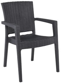 LORA-Pro Πολυθρόνα Στοιβαζόμενη, PP (Rattan Look) Απόχρωση Ανθρακί 58x61x87cm