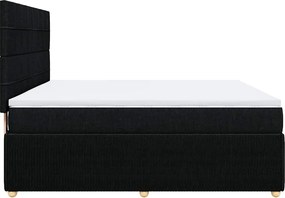 vidaXL Κρεβάτι Boxspring με Στρώμα Μαύρο 180x200 εκ. Υφασμάτινο