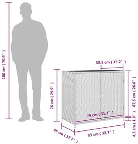 Ντουλάπι Αποθήκευσης Κήπου Γκρι 83x45x76 εκ. από Συνθ. Ρατάν - Γκρι