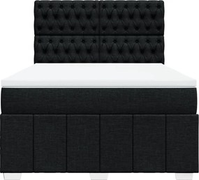 vidaXL Κρεβάτι Boxspring με Στρώμα Μαύρο 140x200 εκ. Υφασμάτινο