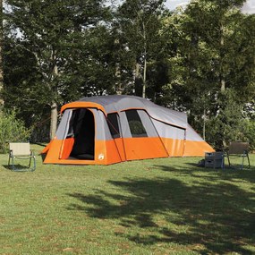 vidaXL Οικογενειακή Σκηνή Γκρι και πορτοκαλί 762 x 655 x 218 εκ