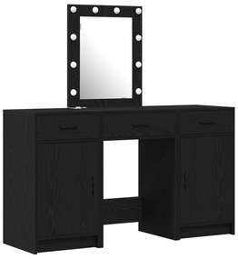 vidaXL Σετ Dressing Table 3 Τεμαχίων με LED Μαύρο Επεξεργασμένο Ξύλο